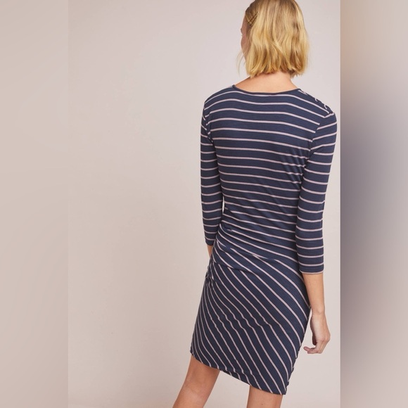 NEW Anthropologie Sundry Fabian Faux Wrap Striped Shirt Dress Women’s 1/S Navy - Picture 11 of 11